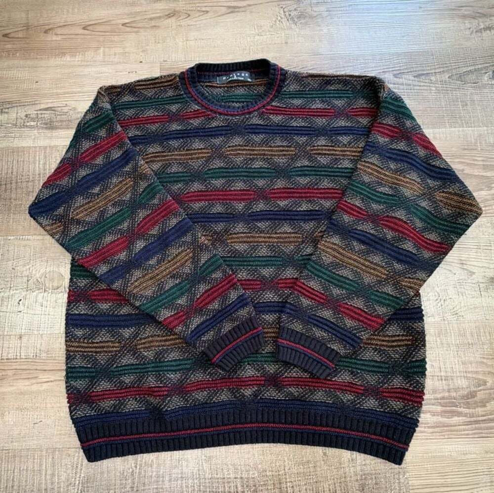 Vintage Protege Collection 3D Knit Sweater Textured Coogi Style Y2K Festival